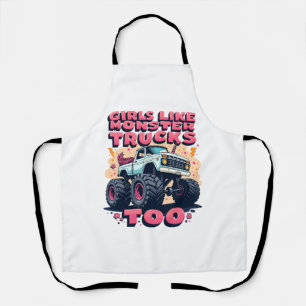 Girls Like Monster Trucks Too Vintage Unicorn Mons Apron