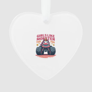 Girls Like Monster Trucks Too Vintage Unicorn Mons Ornament