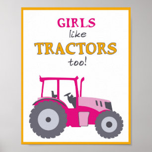 Girls like tractors too nursery pink tractor print