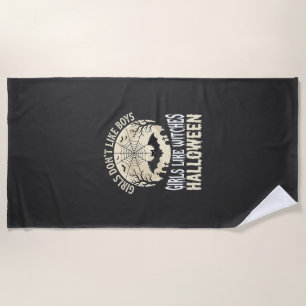 Girls Like Witches Halloween Bat Design_1 Beach Towel