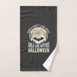 Girls Like Witches Halloween Bat Design_1 Hand Towel