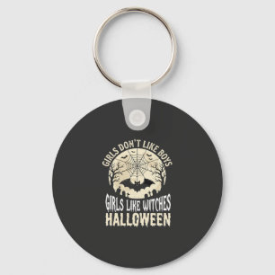 Girls Like Witches Halloween Bat Design_1 Key Ring