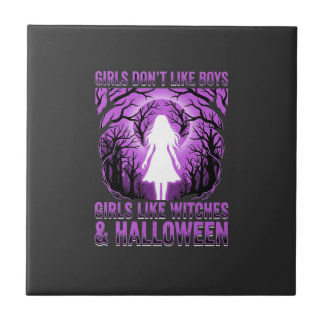 Girls Like Witches Halloween Design Ceramic Tile