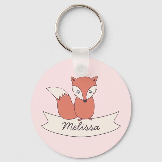 Girls Little Fox Personalised Key Chain (Front)