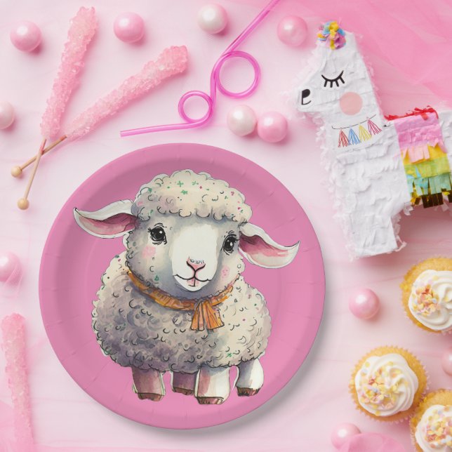 Girl's Little Lamb Paper Plates, 9" Paper Plate (Party)