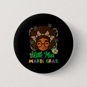 Girls Little Miss Mardi Gras African 6 Cm Round Badge