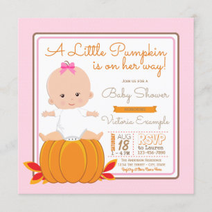 Girls Little Pumpkin Baby Shower Invitation