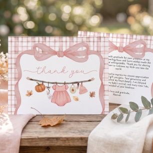 Girl's Little Pumpkin Fall Baby Shower Thank You Card