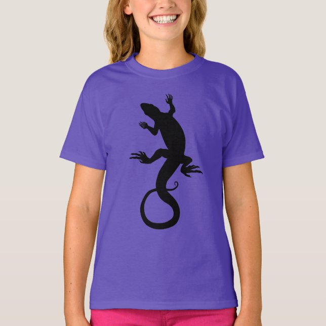 Girl's Lizard Sweatshirt Reptile Art Kids Shirts (Front)