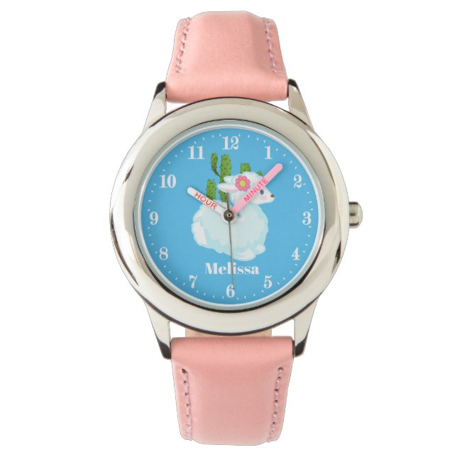 girls llama add name watch (Front)