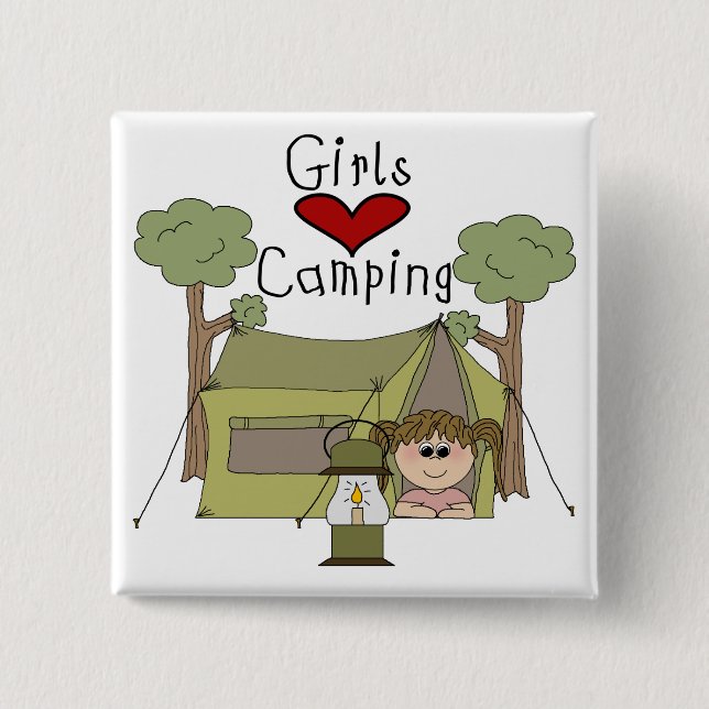 Girls Love Camping 15 Cm Square Badge (Front)