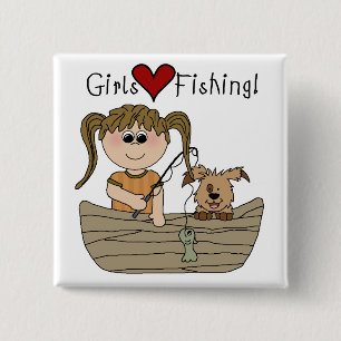Girls Love Fishing 15 Cm Square Badge