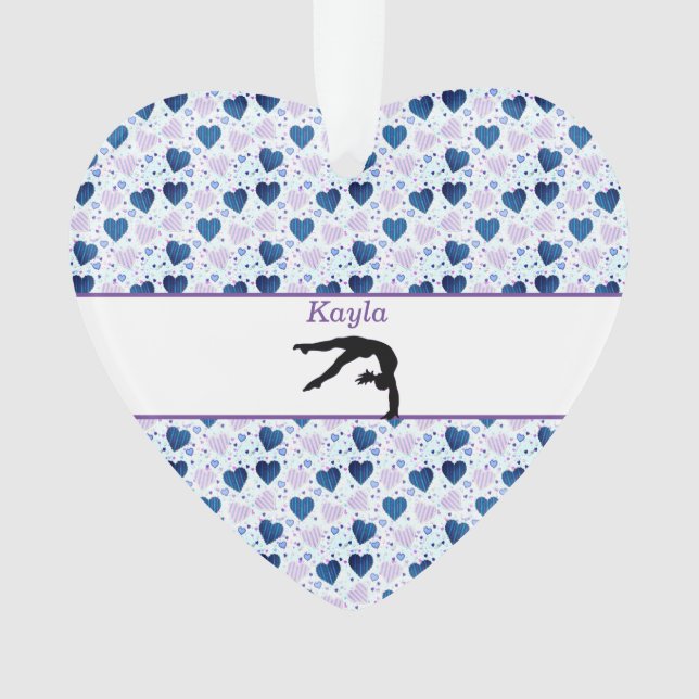 Girls Love Gymnastics Hearts Acrylic Ornament (Front)