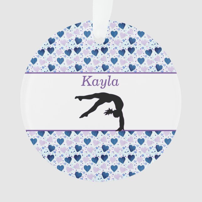 Girls Love Gymnastics Hearts Ornament (Front)