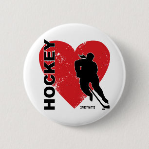 Girls Love Heart Hockey Flare 6 Cm Round Badge