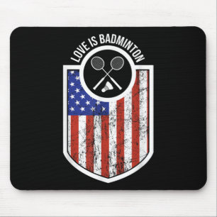 Girls Love Is Badminton Sport Player Gifts Usa Fla Mouse Pad
