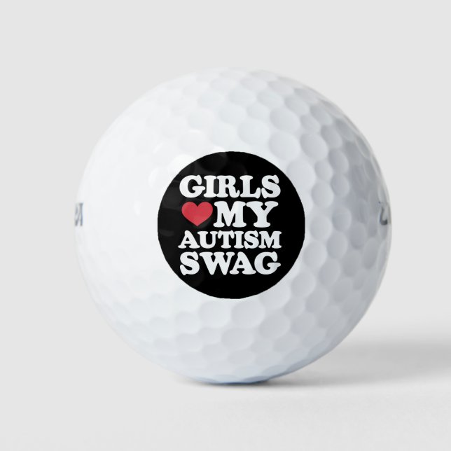 Girls Love My Autism Swag Funny Awareness Golf Balls (Front)