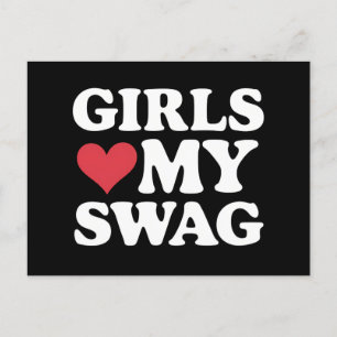 Girls Love My Swag Heart Valentine's Day Invitation Postcard