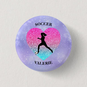 Girls Love Soccer 3 Cm Round Badge