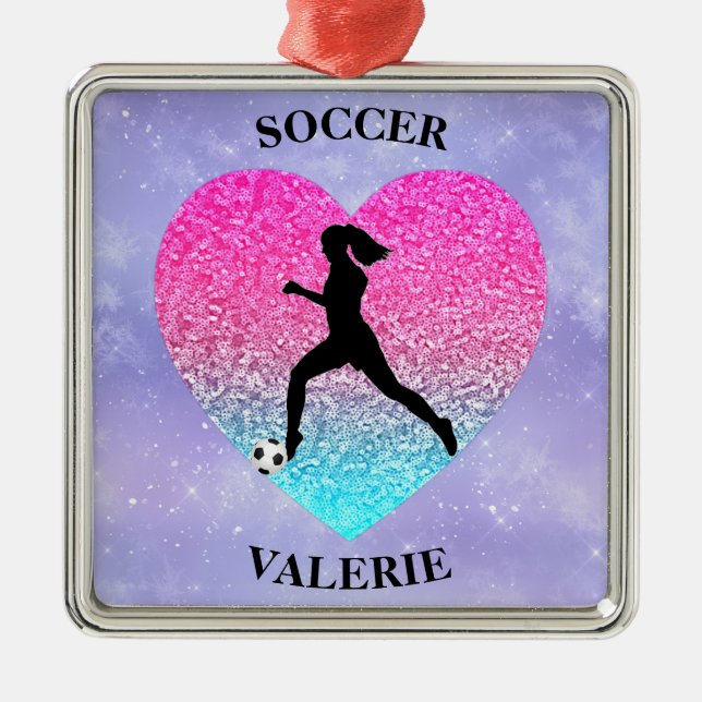 Girls Love Soccer     Metal Ornament (Front)