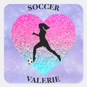 Girls Love Soccer Square Sticker