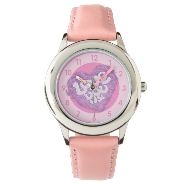 Girls love you heart wrist watch (Front)
