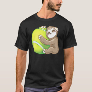 Girls Loves Sports Cute Sloth Tennis Ball T-Shirt