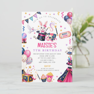 Girls Magic Show Magician Birthday Invitationn Invitation