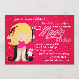 Girls Magic Theme Birthday Invitation