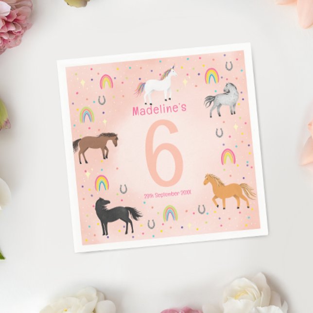 Girls Magical Girly Pink Unicorn Kids Birthday Napkin (Creator Uploaded)