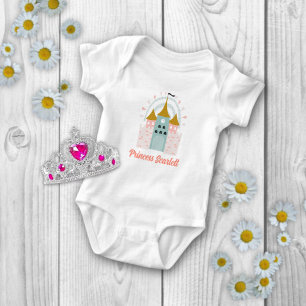 Girls Magical Princess Castle Personalised Name Baby Bodysuit