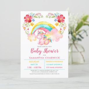 Girls Magical Unicorn Baby Shower Invitation