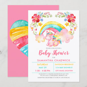 Girls Magical Unicorn Baby Shower Invitation