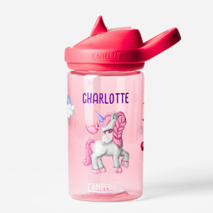 Girls Magical Unicorn Rainbow Kids Personalised  Water Bottle