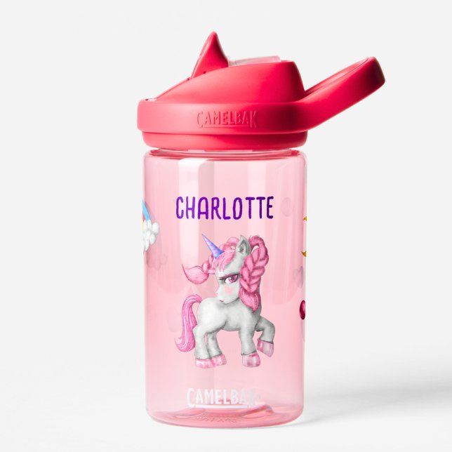 Girls Magical Unicorn Rainbow Kids Personalised  Water Bottle (Creator Uploaded)