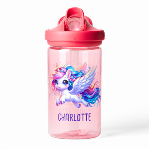 Girls Magical Unicorn Rainbow Kids Personalised  Water Bottle