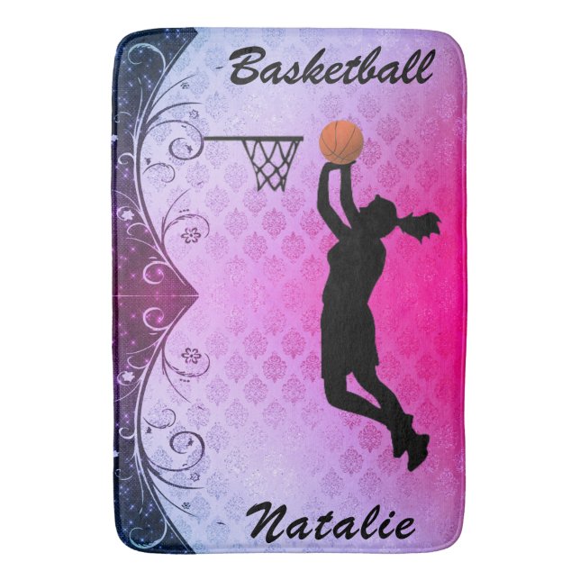 Girls Majestic Gradient Basketball   Bath Mat (Front Vertical)
