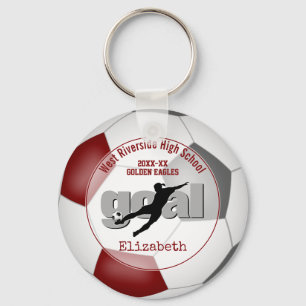 girls maroon grey soccer team member gifts key ring