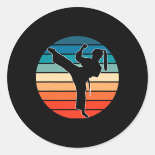 Girls Martial Arts Gift - Karate Kickboxing Retro Classic Round Sticker
