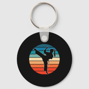 Girls Martial Arts Gift - Karate Kickboxing Retro  Key Ring