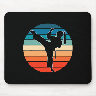 Girls Martial Arts Gift - Karate Kickboxing Retro Mouse Pad