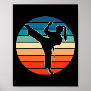 Girls Martial Arts Gift - Karate Kickboxing Retro Poster