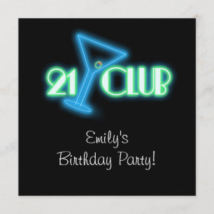 Girls Martini 21st Birthday Invitation