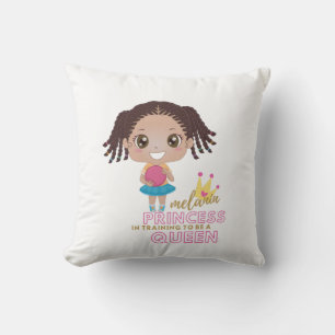 Girls MELANIN Princess In Training To Be A Queen Cushion