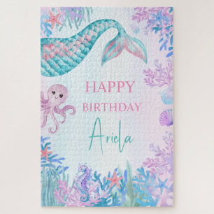 Girls Mermaid Bash Under the Sea 1st Birthday Jigsaw Puzzle
