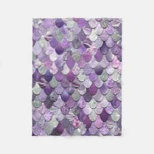 Girls Mermaid Fleece Blanket - Purple Mermaid