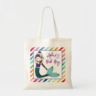 girls Mermaid personalised school book Tote Bag