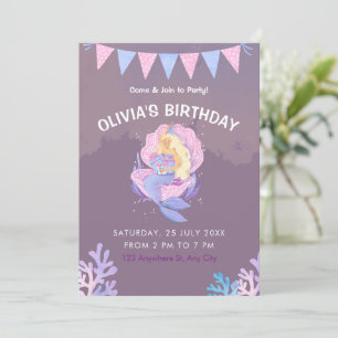 Girls Mermaid Under The Sea Birthday, Girls Party Invitation