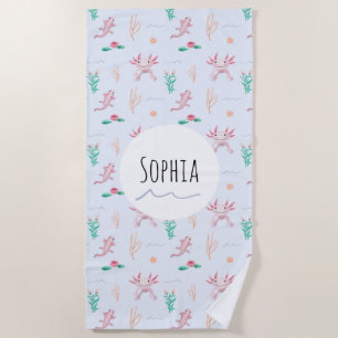 Girls Modern and Cute Axolotl Pattern Kids Beach Beach Towel