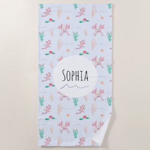 Girls Modern and Cute Axolotl Pattern Kids Beach Towel